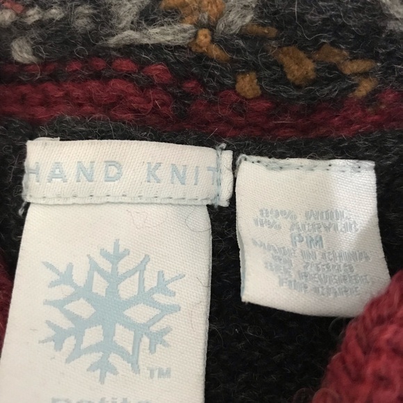 Vintage Hand Knit Floral Patterned Knit Sweater Size PM - Picture 4 of 4